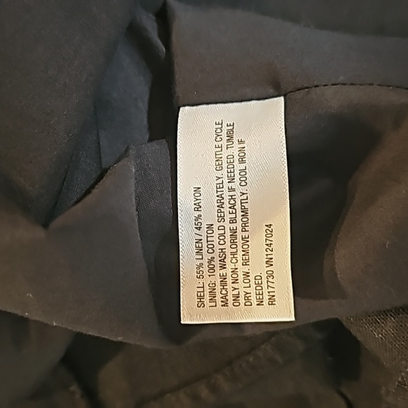 A New Day Beach Bungalow Mini Dress Linen Tie Back Scoop Neckline Lined Black M - Picture 10 of 10